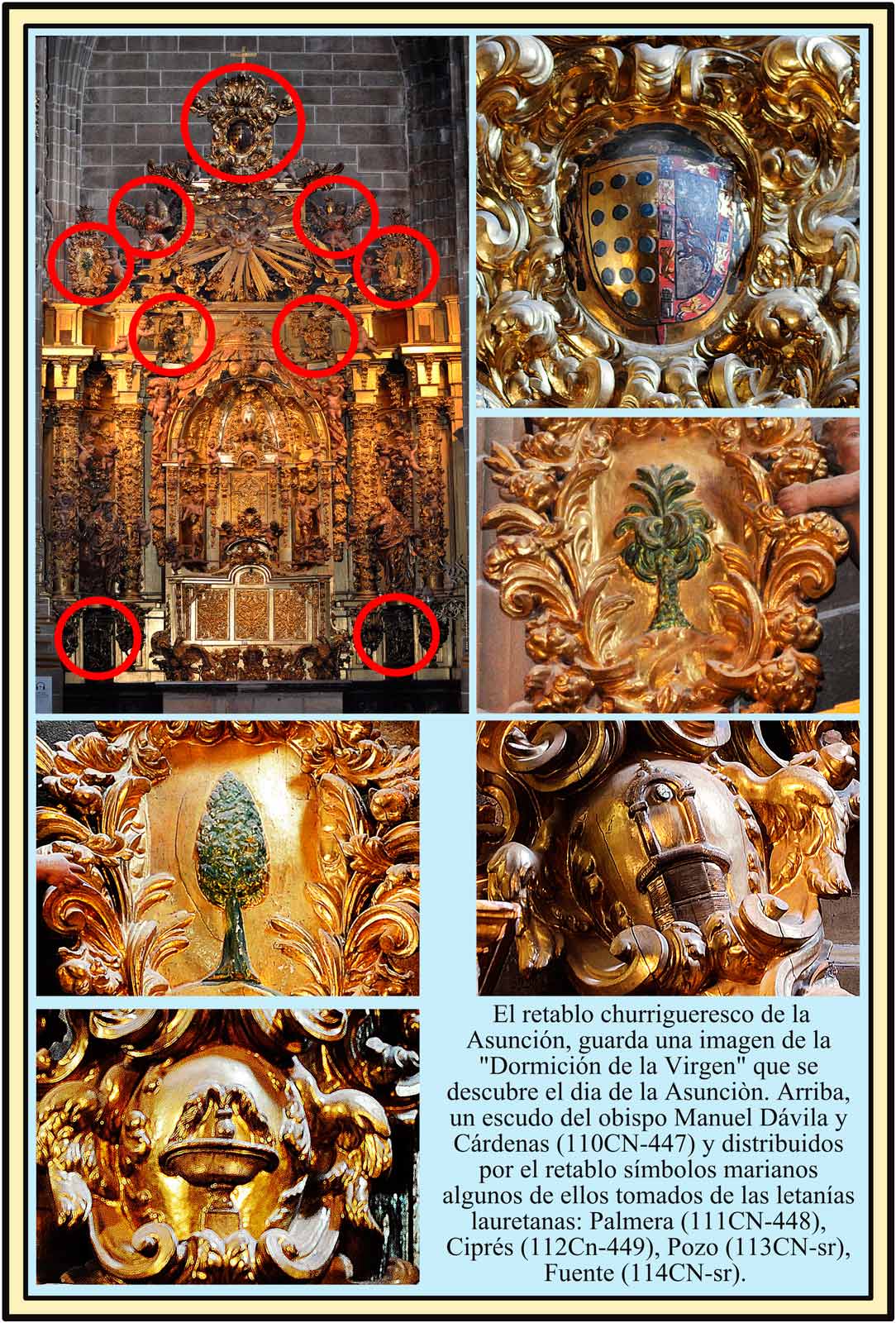 Retablo de la Virgen de la Asunción.  Simbolos Marianos. Catedral Nueva