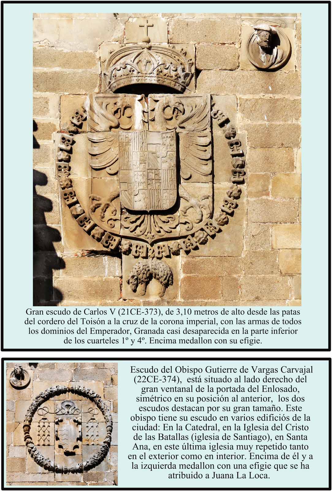 Escudo Carlos V y  Gutierre de Vargas Carvajal