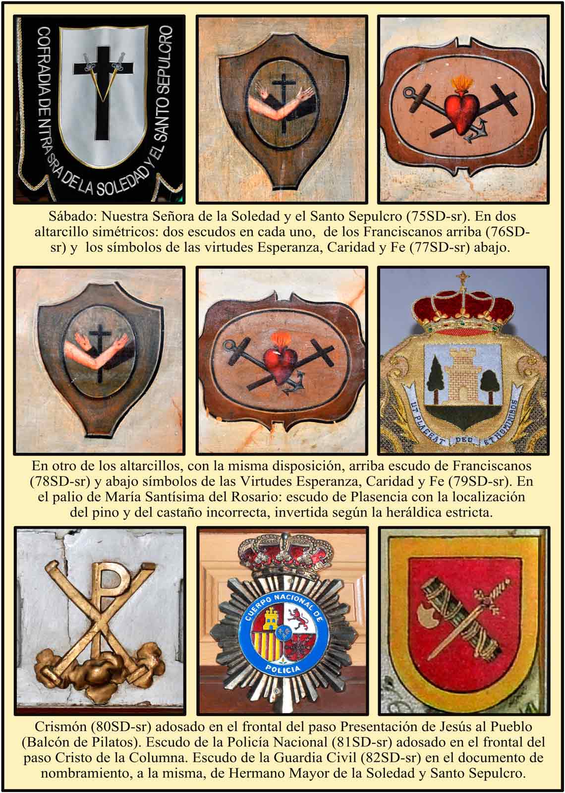 Escudos y simbolos en los pasos de la semana santa de Plasencia