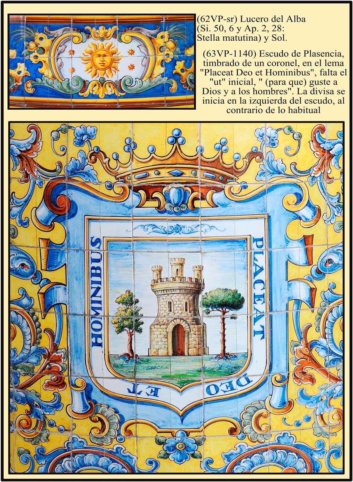 Heraldica en el zocalo del santuario del Puerto. Escudo de Plasencia