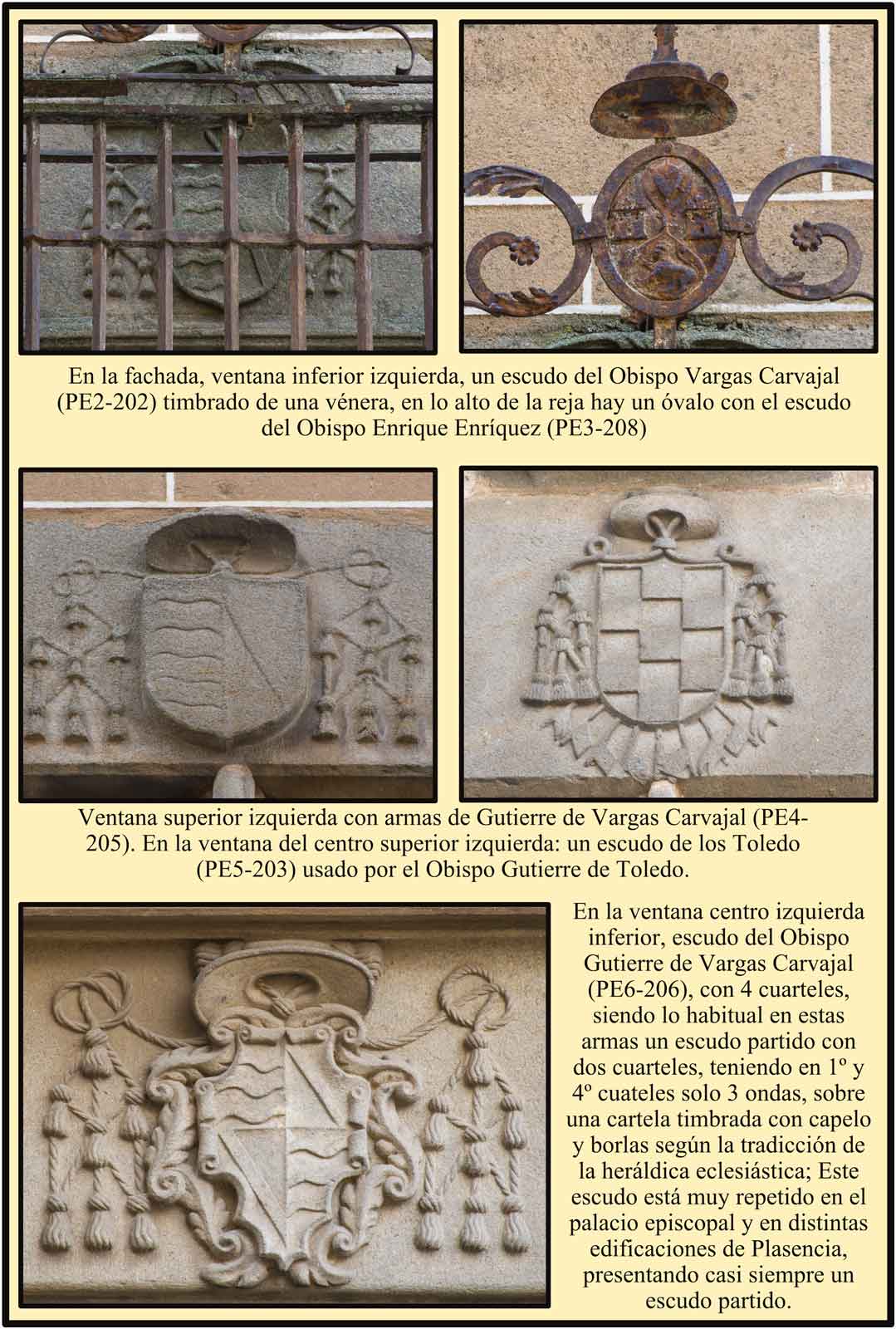 Plasencia  Escudos de las ventanas del Palacio Episcopal