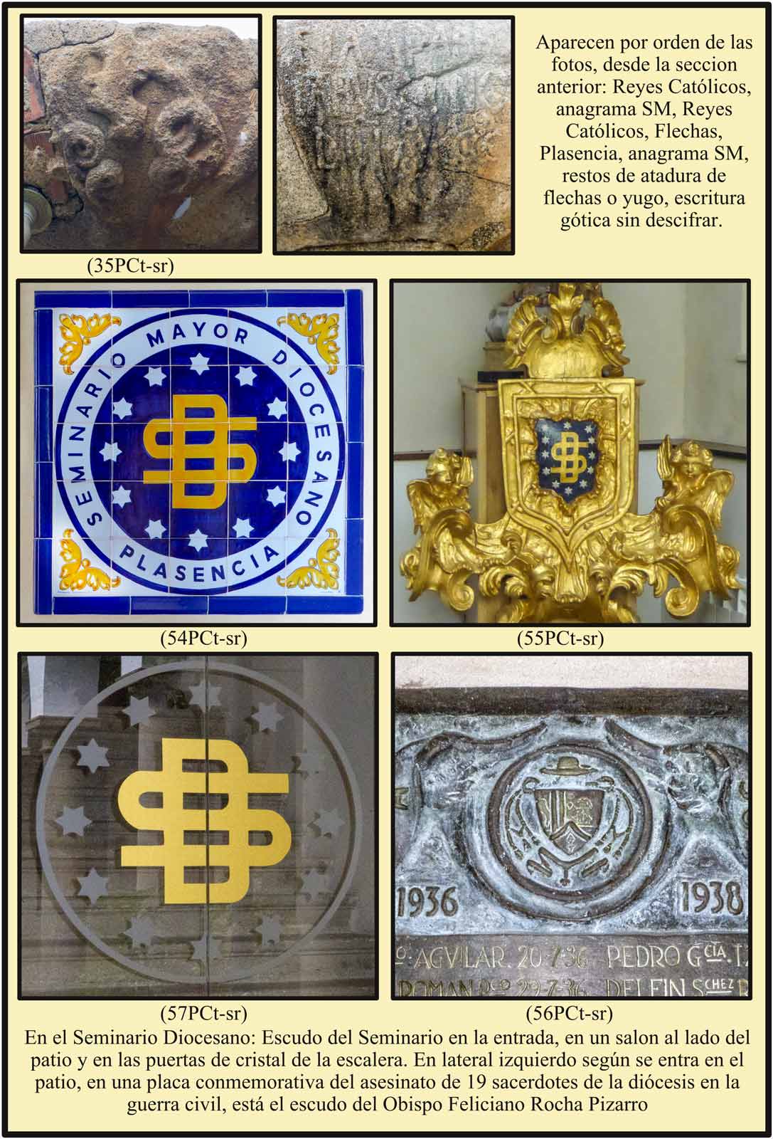 Escudos del Seminario Diocesano Obispo Feliciano rocha placa sacerdotes asesinados en la guerra civil