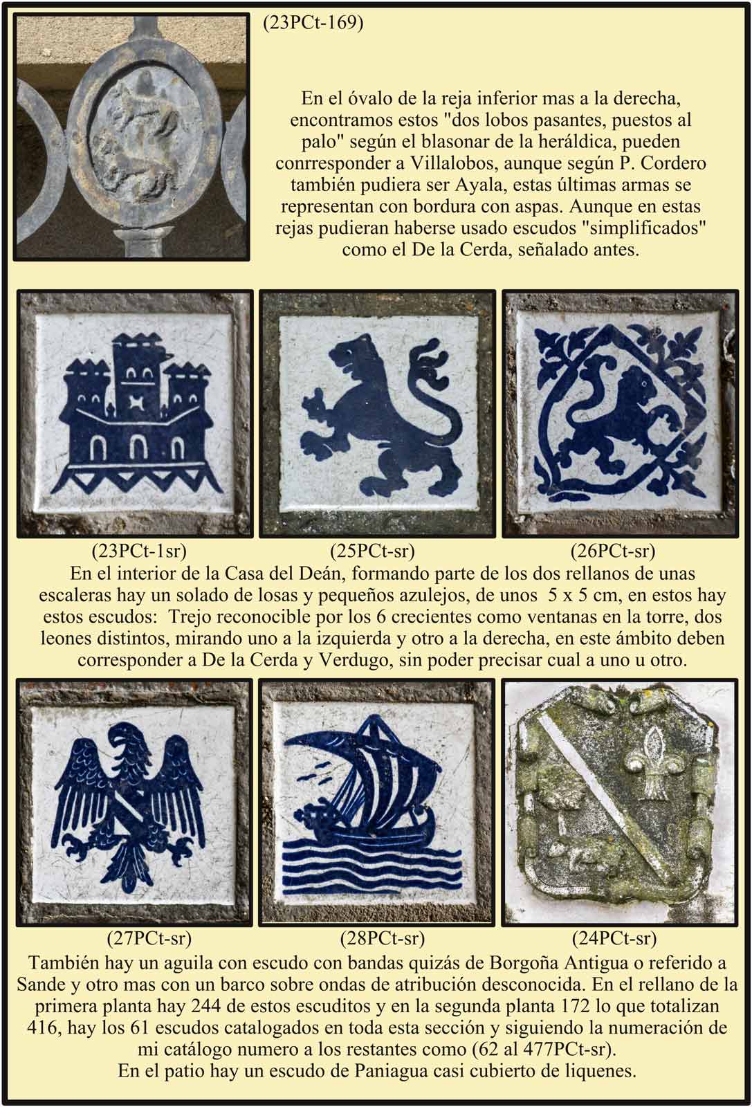 Escudos en el suelo de dos rellanos de la Casa del Dean Casa del Dean Patio con escudo Paniagua