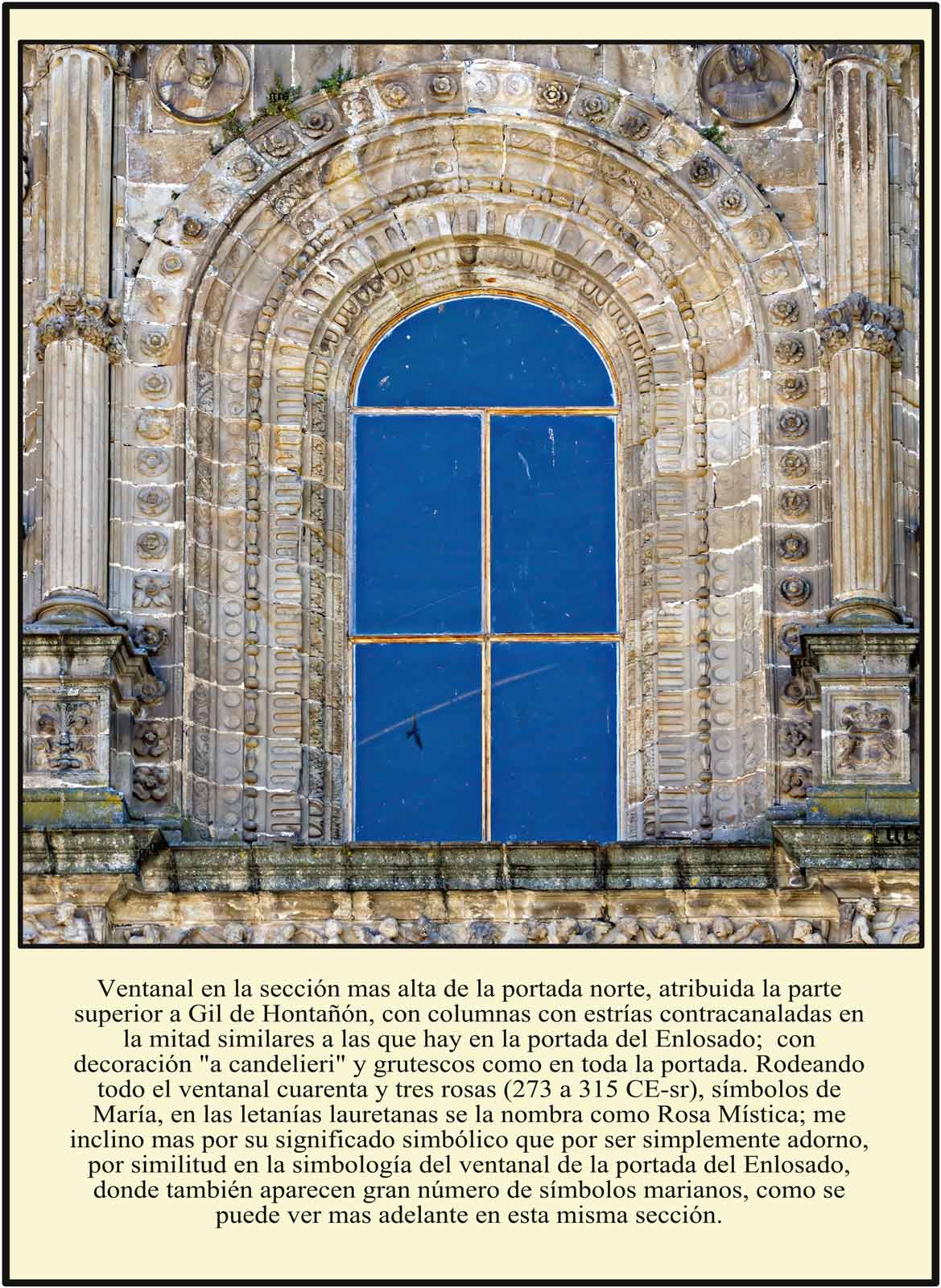 Ventanal Portada Norte Símbolos Marianos en la Catedral Dorada Plasencia 